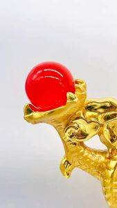 Large Size 2024 Chinese Zodiac Fortune Dragon Golden Resin Collectible Figurines Table Decor Statue
