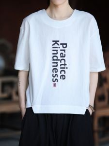 JIARONG | Embroidered Hemp Short Sleeve T-Shirt Casual Loose Summer Style