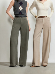Vero Moda | Lyrca Fabric Belt Pockets Baggy Tapered Pants Jeans