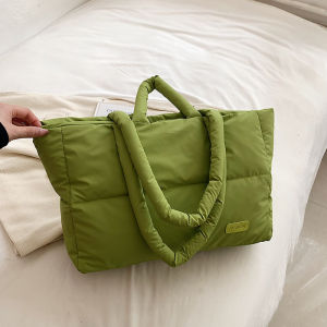 Túi Tote Vải Nylon Dung Tích Lớn Túi Đi Làm Mùa Đông Túi Vải Lông Cừu Túi Đeo Vai Đơn Cho Nữ Túi Đi Làm Túi Tote