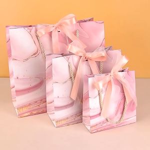 PB086 – TAS KADO PAPER BAG MARBLE KANTONG GOODIE BAG HAMPERS + PITA PREMIUM GIFT 2 RIBBON