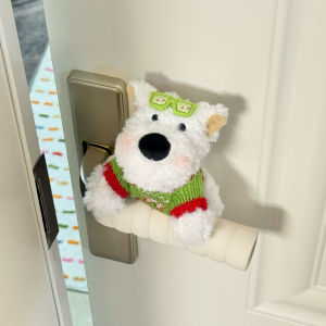 Adorable Christmas Series West Highland Terrier Door Handle Protection Cover Anti-static Collision Proof Cute Dog Design