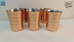 Silver Glow Venus Copper Plated Stainless Steel Glass 6pcs Mug Beverages Serving Set Tableware Set