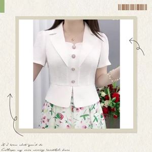 QIAOXIZI | Fake Two Pieces Slimming Printed A-Line Dress