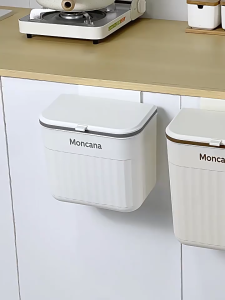 9L/12L Wall Mounted Trash Can with Sliding Lid Waterproof Hanging Garbage Bin for Kitchen Bathroom