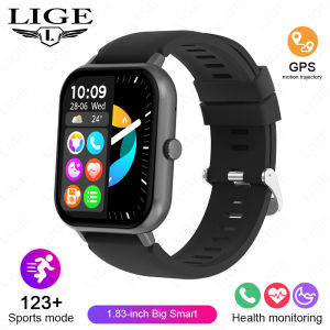 LIGE 1.83” HD Screen Bluetooth Call Pedometer IP67 Waterproof Smart Watch 100+ Sports Modes Sleep Monitoring Smartwatch Men Lady