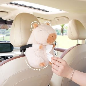 Car Mounted Paper Towel Box Hanging Style Cute Plush Material Vehicle Paper Tissue Box Interior Decoration Accessories