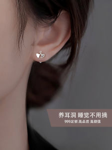 Miss Z 999 Pure Silver Ginkgo Leaf Earrings Womens Sleepwear-friendly Ear Jewelry Fresh out Fashion Trend New Model Ear Decor