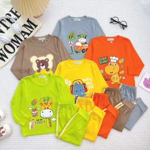 Bộ Quần Áo Trẻ Em Dài Tay Thu Đông Hiệu MINKY MOM Vải Thun Lạnh Cho Các Bé 0-8 Tuổi TD-IN117