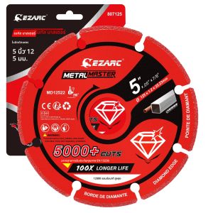 ใบตัดเพชร 5 นิ้ว x 7/8 นิ้ว สำหรับตัดโลหะ ใบตัดเหล็กเส้น เหล็ก เหล็กกล้า และ INOX ได้มากกว่า 5000 ครั้ง