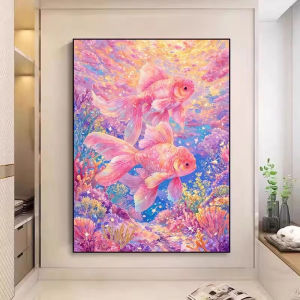 KAYOU | 5D DIY Diamond Painting Kit Fishes Scenery Cross Stitch Art Full Drill Rhinestone Mosaic Wall Decor Craft Kit Home Gift