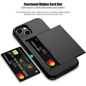 🥰💕COD + FreeShipping🥰💕พร้อมในสต็อกสำหรับ IPhone 16 Pro Max 16 Plus 15 Pro 15 14 13 12 11ที่ใส่บัตรกระเป๋าเงินบางแข็ง PC ช่องเลื่อน6 7 Plus X Xr SE3 Mini 14 Proแมกซ์