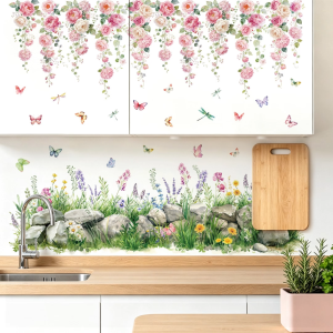 Decal Dán Tường Vườn Hoa Hồng Cổ Tích Có Keo Sẵn 125x115cm - Trang Trí Phòng Ngủ Phòng Khách