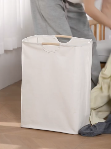 ตะกร้าผ้า แบบญี่ปุ่น สไตล์มินิมอล คุมโทน พับได้ ล้างทำความสะอาดได้ มีหูจับ