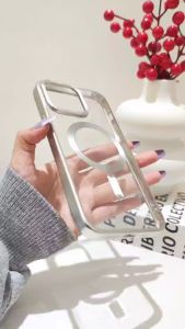 LUXURY PLATING MAGNETIC MAGSAFE PHONE CASE COMPATIBLE FOR IPHONE 13 13PRO 13PROMAX 14 14PRO 14PROMAX 15 15PRO 15PROMAX TRANSPARAN SHOCKPROOF CLEAR - AYFONE CASE AF-037