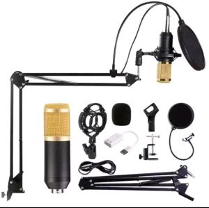 TeRLaRiSss BM 800 Mikrofon Kondensor USB untuk PC Studio Kit Mikrofon Live Streaming Podcasting