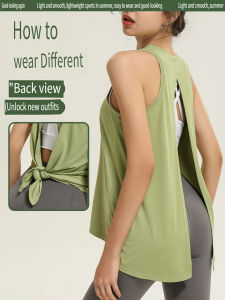 Summer Loose Quick Drying Yoga Tank Top Women Back Split Open Back Breathable Round Neck Sleeveless Sports Fitness Running Vest