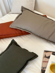 Ghế Dựa Vải Lanh SRKLstudio Pure Color French Style Bedside Pillow Rectangular Shaped Leg Clasping Sofa Cushion