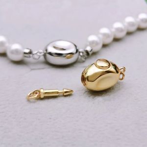 Stainless Steel Original Color Button Double Fishbone Clasp Pearl Necklace Bracelet Closure DIY Plug in Fashion Jewelry Accessories