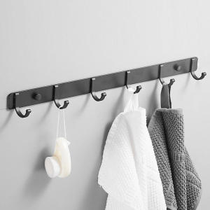 Coat Hooks Wall Mounted Hooks Rail for Hanging Coats No Drilling Bathroom Towel Rack Aluminum Alloy Behind The Door Hook Hanger