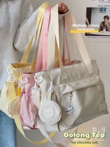 New Japanese Style Tote Bag Casual Slant Cross Commuter Bag Large Capacity Simple Lesson Bag Pure Color Versatile for Students