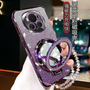 Ultra-Thin Silicone Phone Case for Huawei Honor Magic6 pro Magnetic Absorption Plating Anti-Fall Female Version Mirror Stand