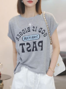 Shalldoer | Fashionable Round Neck Letter Print Short Sleeve T-Shirt Womens Summer New Simple Casual Versatile Top Korean Style Loose Fit
