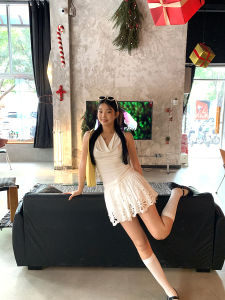 White A-Line Mini Skirt Womens High Waist Bodycon French Style Short Skirt Summer New Arrival G Red Person Gallery