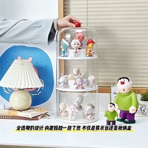 VISION Rotating Blind Box Display Box Transparent Dustproof Cabinet Pop Mart Storage Box Putar Kabinet Kotak Buta