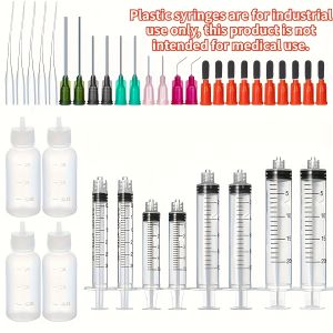 Glue Applicator Syringe Blunt Tip Needle and Cap with Soft Plastic Tube Suitable for Ink Epoxy Woodworking Craft Liquid
