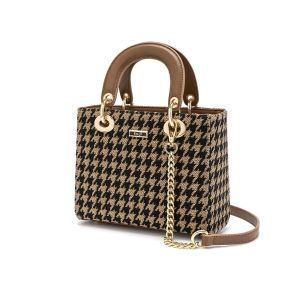 Tas Enji by Palomino Haejin Handbag Motif Gingham Warna Black Almond dan Khaki