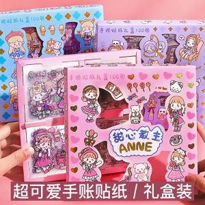 25/100PCS Transparent Handbook Stickers PTE Cute Waterproof Cartoon Student Handbook Notebook Thermos Phone Stickers