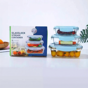 Microwave-safe Partitioned Glass Meal Box