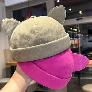 2026 New Spring Summer Cotton Solid Color Docker Cap Brimless Hat Beanie Landlord Sailor Cap Women