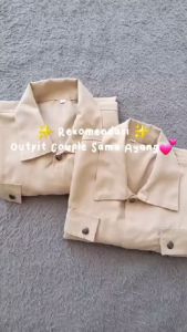 Elfaras Fashion Couple Set Jaket Semi Parka Baby Canvas Isi 2 Pcs Pria Wanita Crop Lengan Panjang