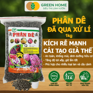 Mua 5 tặng 1 -  Phân Dê Trồng Lan Greenhome Túi 1kg Đã Qua Xử Lý Không Mùi Kích Rễ Hoa Đậm Màu