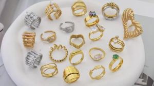 Adjustable Zircon Ring 316L Stainless Steel with Opening Waterproof Non-Fading Suitable for Women Daily Wear