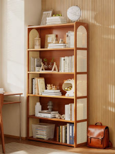 Floor Standing Integrated Wall-Mounted Living Room Home Use Book Storage Cabinet Simple Bookcase Rectangular Shape No Door Design