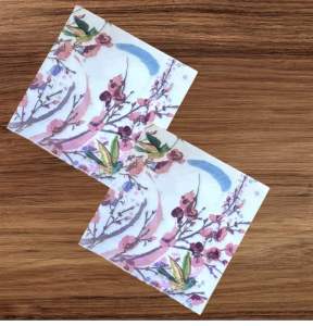 Party Dinner Napkin Serviette Disposable Paper Tissue - Colour Floral Plum Blossom Pink Flower Bird [NSP118]