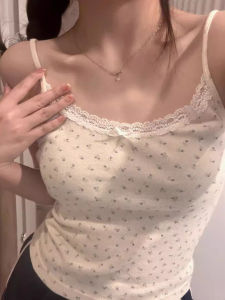 Floral Lace Camisole Womens Slim Fit Strap Vest Floral Print Halter Neck Casual Summer Top Quality Fabric Comfortable Wear