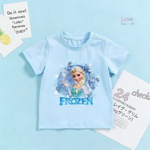 Hasbro | Frozen Elsa Princess Ariel Rapunzel Girls Summer Short Sleeve Little Girls 7-13Years Birthday Kids T Shirt Baby Children Gifts