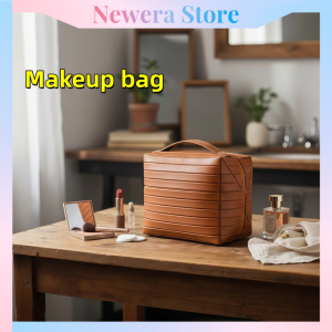 Elegant Cosmetic Bag Stripe Pattern Commuter Makeup Bag Large Capacity Handheld Travel Storage Bag Makeup Bag