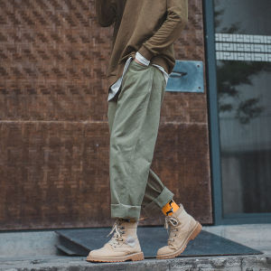 Retro American Loose Work Pants Straight Leg Trousers for Men And Women Casual Pants Youth Popular Pure Color mid Waist