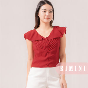 RIMINI - Atasan Cewek Blus Holiday V-neck Kekinian XS-XL - Bysha Top 521752