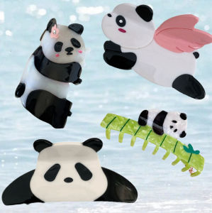Cute Cartoon Panda Series Clip Wings Small Flower Bamboo Shark Fun Animal Hair Clip New Collection Acetate Hair Accessories