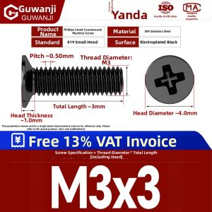 GUWANJI | Black Zinc Plated 304 Stainless Steel Countersunk Screw