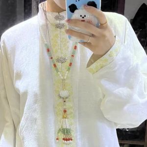 Vòng Cổ Tua Dài Phong Cách Trung Quốc Truyền Thống Nhà Minh Thêu Mềm Yinfu Phụ Kiện Cho Trang Sức Hán Phục Váy Nữ