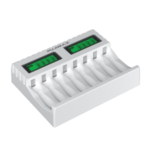 PUJIMAX 8-slot Battery Charger Suitable AAA/AA Rechargeable Battery Short Circuit Protection LED Display Ni-MH/Ni-Cd USB Charger