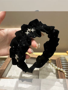Shiny Star Folded Hair Clip Headband Womens High-End Black Atmosphere Outing Versatile Hairband Sweet Style A453