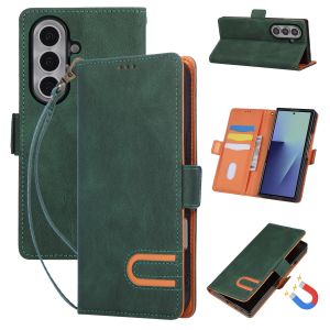 szhaiyu | Retro Leather Phone Case for Samsung Galaxy Z Fold 8 Ultra 7 6 5 4 Fold7 Wrist Strap Flip Wallet Card Slot Holder Stand Cover